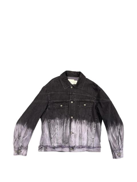 disstressed-effect tie-dye denim jacket