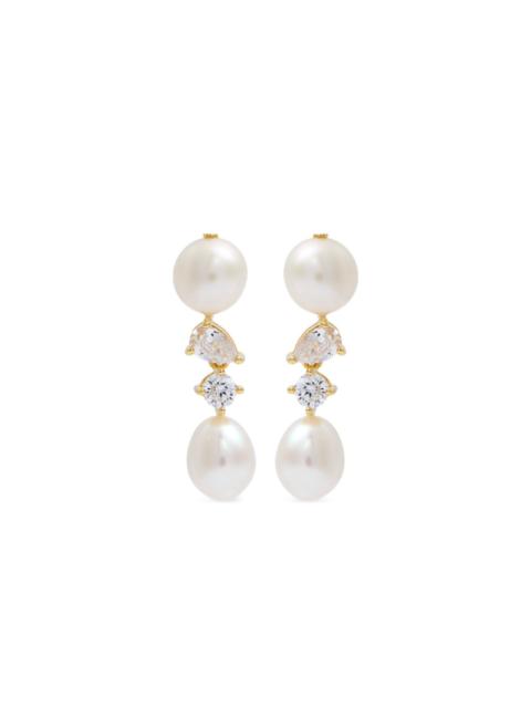 pearl and cubic zirconia embellished earrings