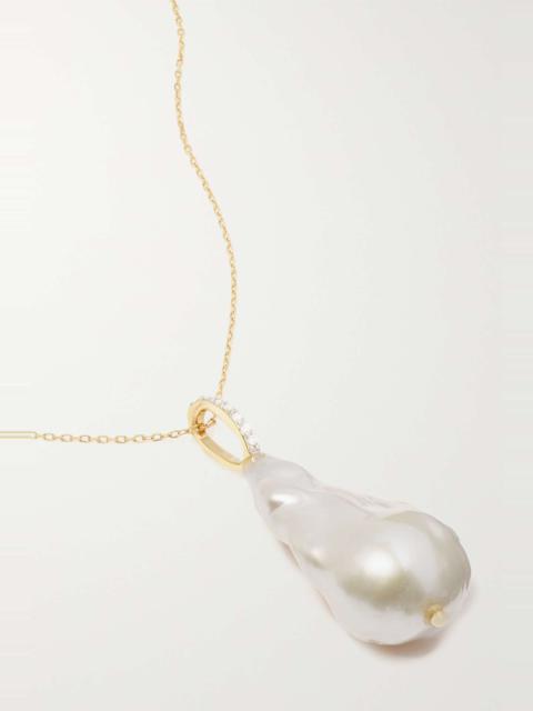 14-karat gold, pearl and diamond necklace