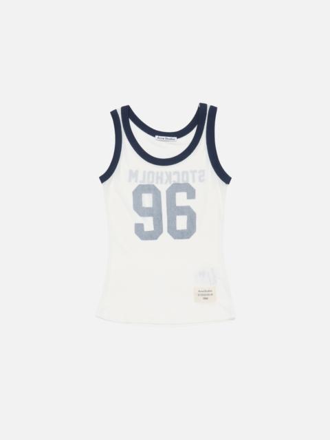 Ribbed tank top - White/navy