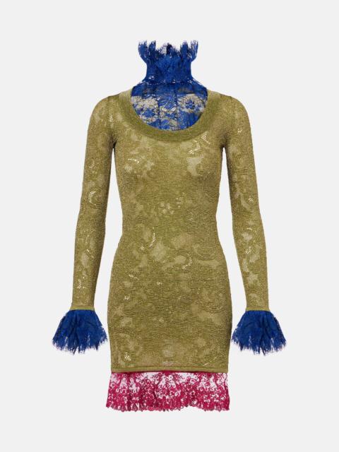 Lamé lace minidress