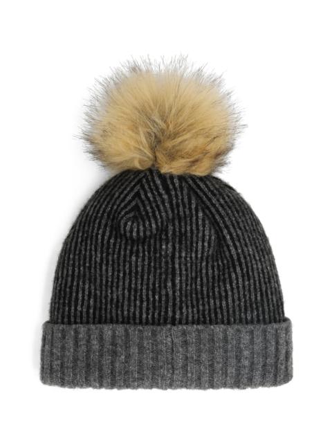 Womens Plait Pom Hat - Black