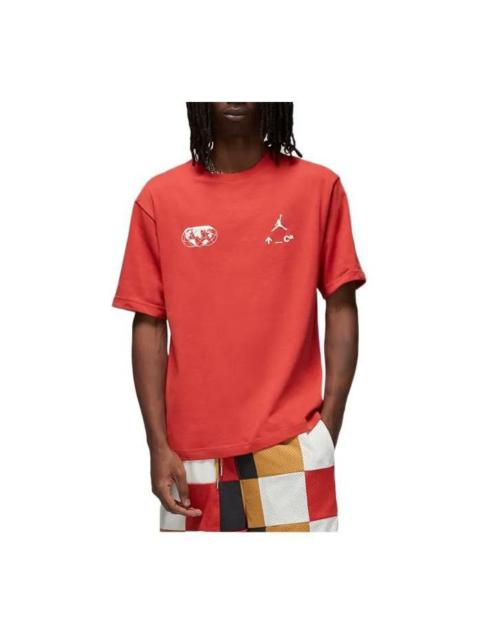 Air Jordan Round Neck Pullover Brand Pattern Alphabet Short Sleeve T-Shirt Men's Clay Red DQ7361-662