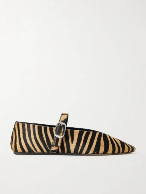 Stella Zebra-print Calf Hair Mary Jane Ballet Flats