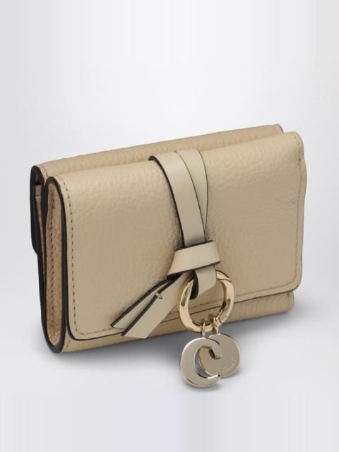 Alphabet mini trifold beige wallet