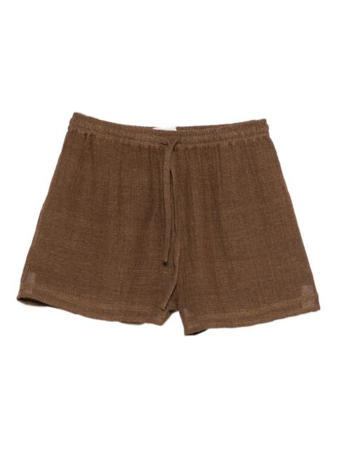 elastic-waist linen shorts