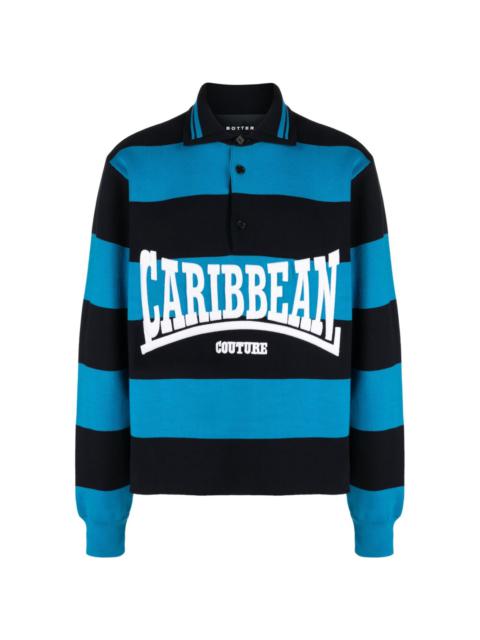 logo-intarsia striped polo shirt