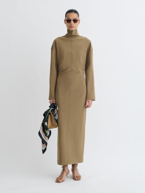 Draped Paper Jersey Turtleneck Dress