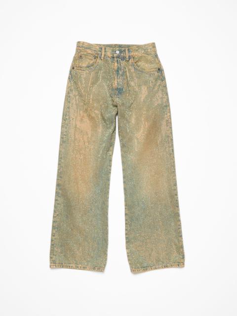 Loose fit crystal studs jeans - 2021F - Mid Blue