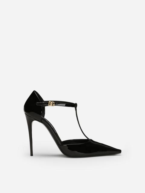 Patent leather T-bar pumps