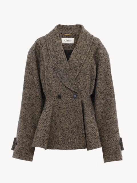 SHORT RIDING COAT IN CHEVRON WOOL