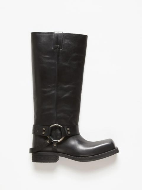 Leather buckle boots - Black