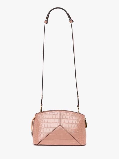 Victoria Crossbody Bag In Blush Pink Croc Embossed Leather