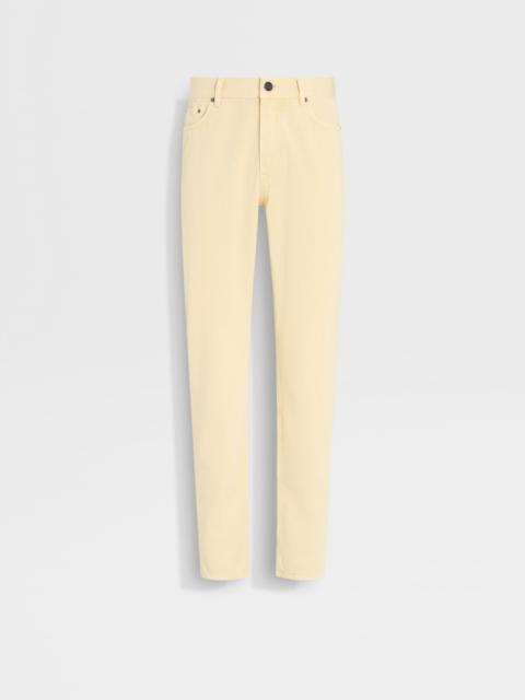 PASTEL YELLOW COTTON AND CASHMERE ROCCIA PANTS