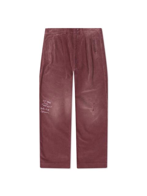 SYNANON CORD PLEATED PANT - BURGUNDY