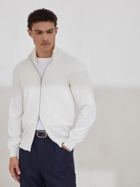 Cashmere turtleneck cardigan with zipper