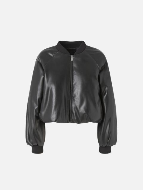 SHORT LEATHER-EFFECT BOMBER JACKET