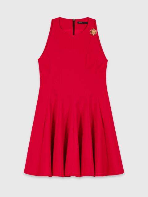 Short flared linen-blend dress