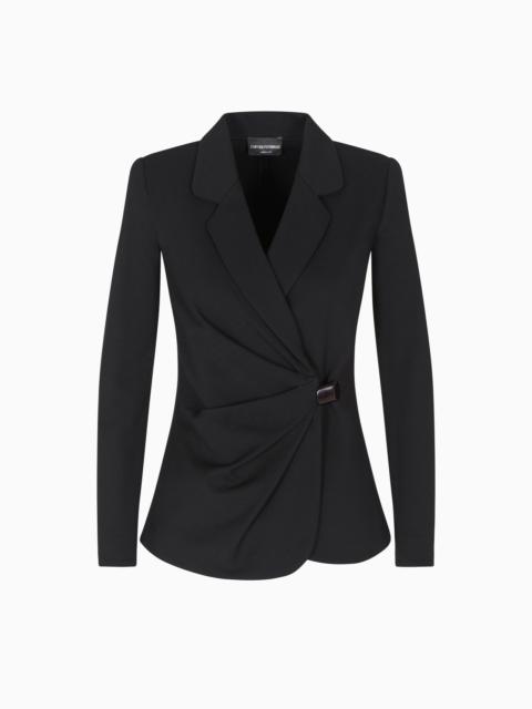STRETCH MILANO STITCH BLAZER WITH DRAPING