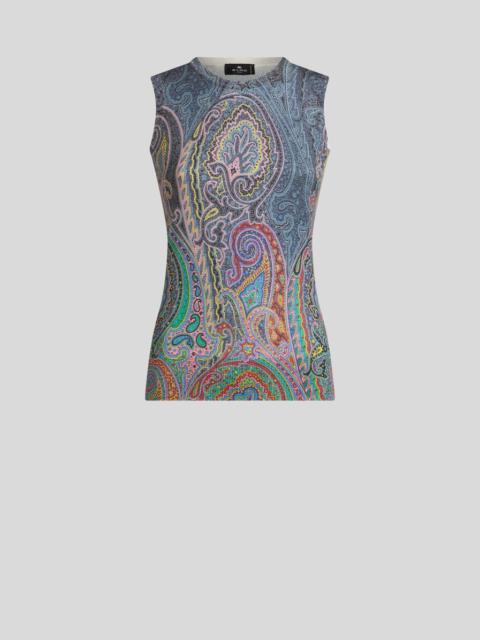 PAISLEY SILK AND CASHMERE TOP