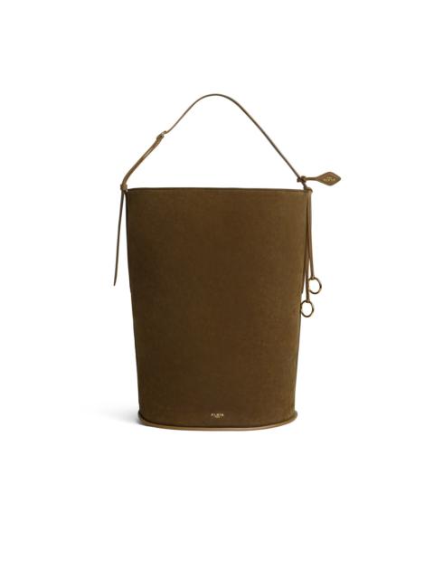 HIP LARGE BUCKET BI-MATERIAL BAG IN LEATHER