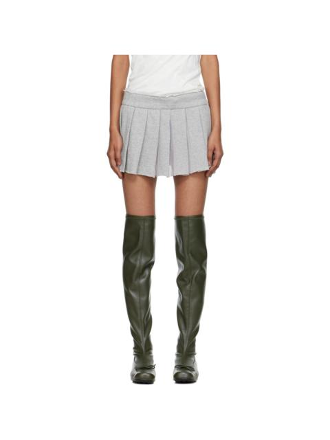 Gray Pleats Layered Jersey Miniskirt