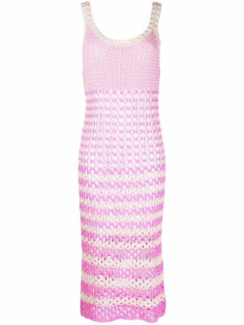striped crochet knit dress