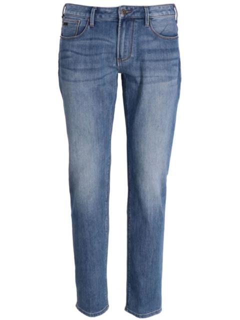 washed straight-leg jeans