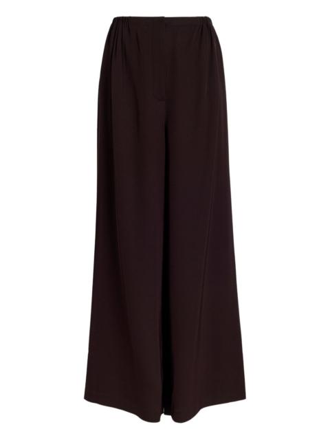 elastic-waist wide-leg trousers