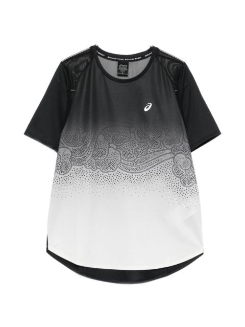 Road mesh-panel printed T-shirt