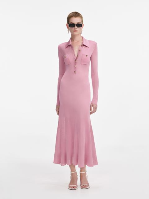 Pink Viscose Knit Midi Dress