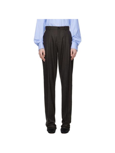 Brown Classic Slim Wool Trousers