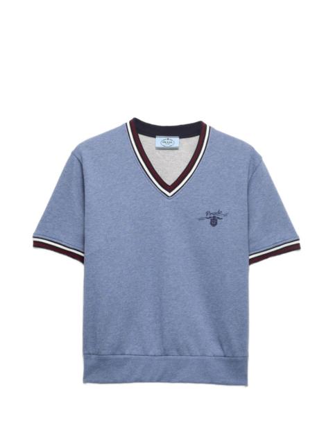 cotton fleece V-neck sweatshirt