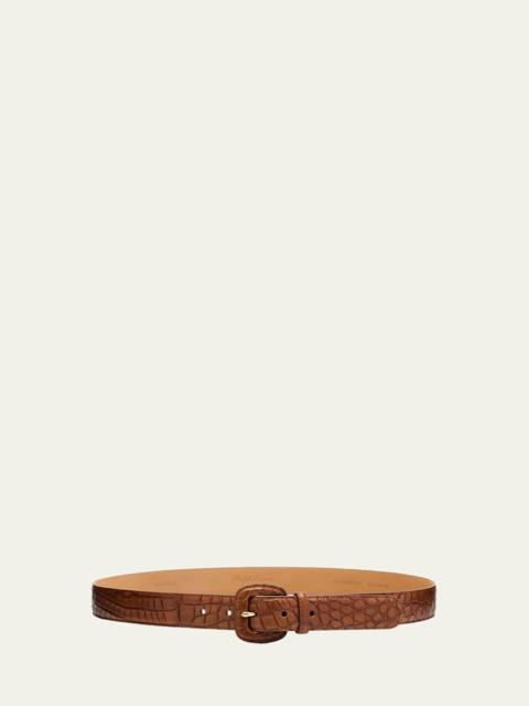 Men's Alligator Leather-Buckle Belt