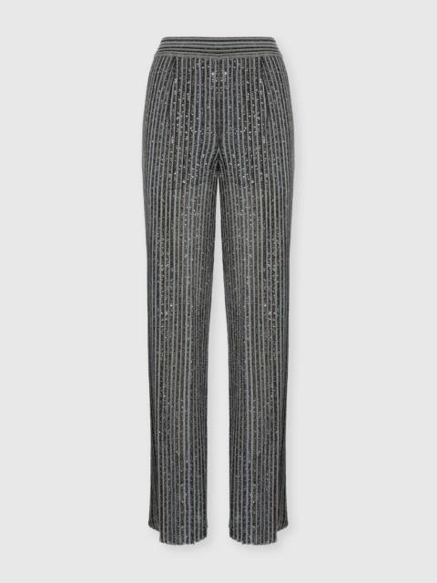 Long trousers with elastic waist and sequins