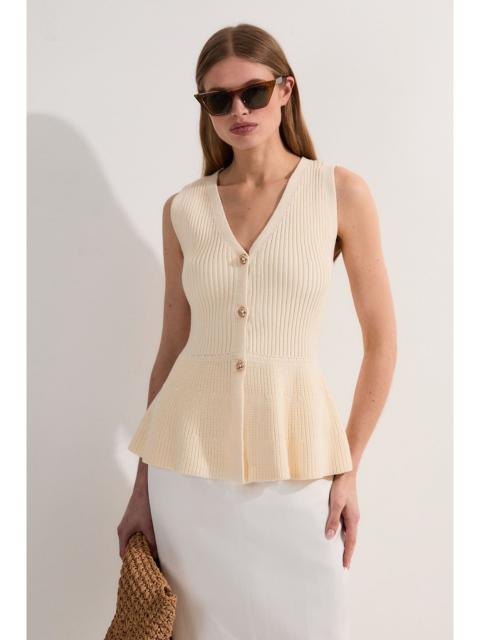 Ribbed Cotton Knitted Waistcoat