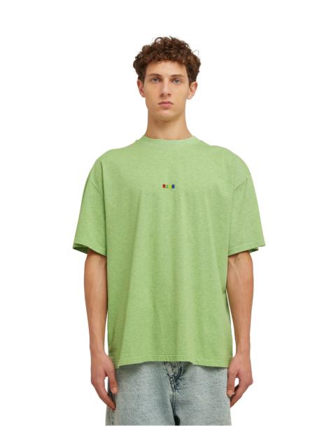 Melange cotton crewneck t-shirt with embroidered rainbow MSGM micro logo