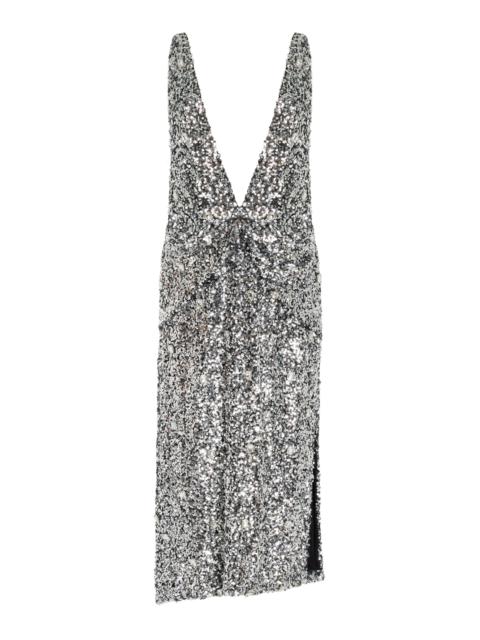 The Santha Sequined Embellished Dress silver