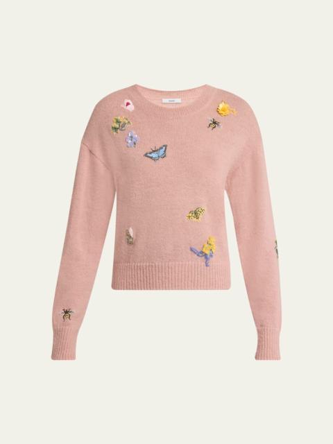 Embroidered Alpaca-Blend Crewneck Sweater