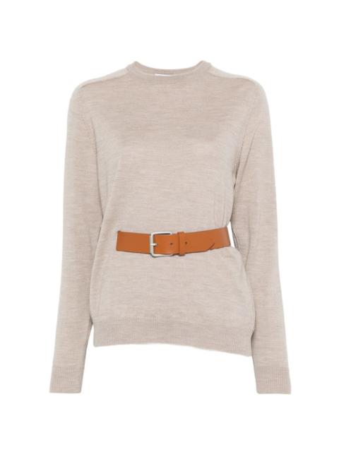 belt crewneck sweater