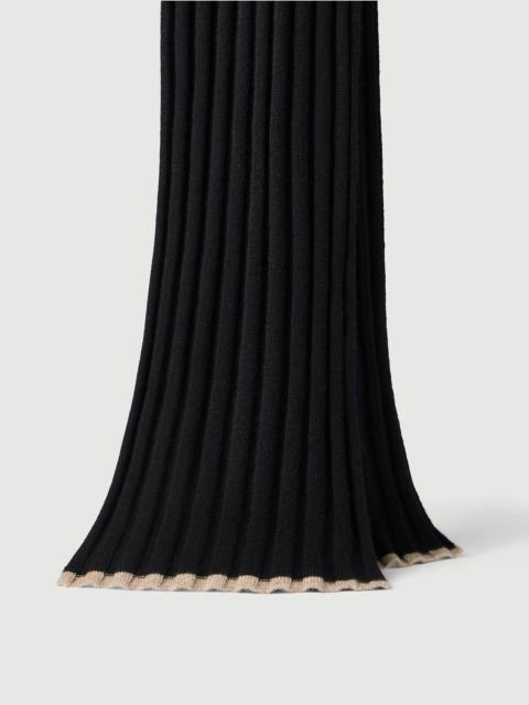 Cashmere rib knit scarf