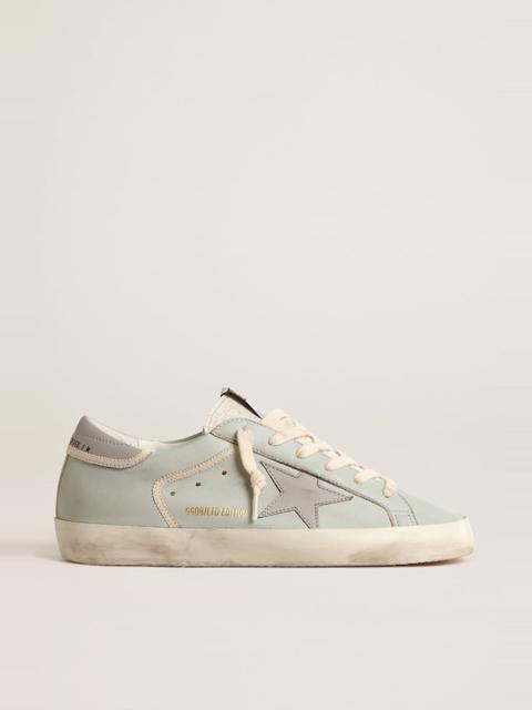 Women’s baby-blue nappa Super-Star with grey leather star and heel tab