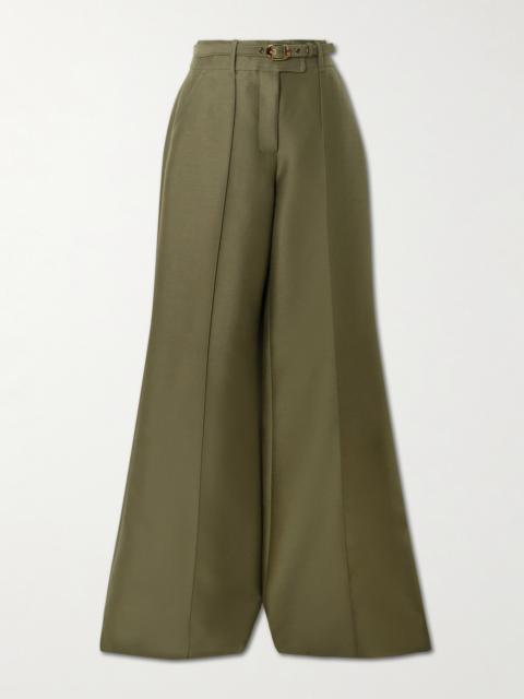 Rebellion Belted Wool And Silk-blend Flared Pants