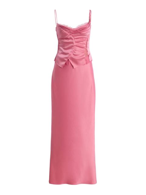 Hand-Draped Satin Bustier Dress pink