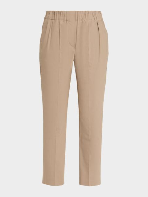 Cotton Twill Slim-Leg Ankle Pull-On Pants