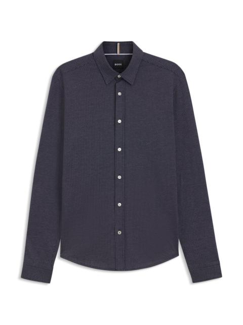 SLIM-FIT SHIRT IN STRUCTURED COTTON JERSEY