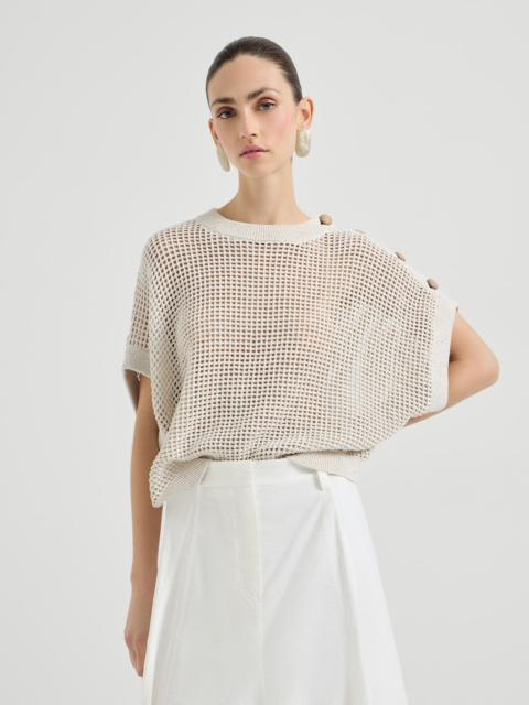 Cotton net sweater with dazzling details