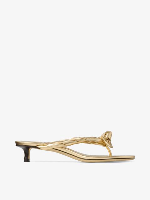 Liss 35
Gold Metallic Nappa Leather Mule Sandals with Bow
