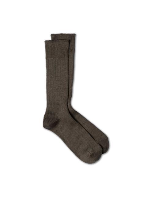 Rototo Linen/Cotton Ribbed Crew Socks D. Grey