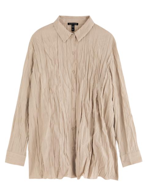 Eileen Fisher Crinkled Plissé Silk Shirt